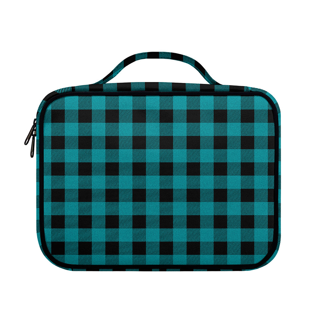 Teal And Black Buffalo Check Print Briefcase Bible Bag