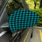 Teal And Black Buffalo Check Print Car Side Mirror Covers