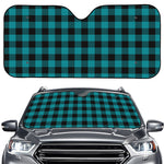 Teal And Black Buffalo Check Print Car Windshield Sun Shade