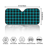 Teal And Black Buffalo Check Print Car Windshield Sun Shade