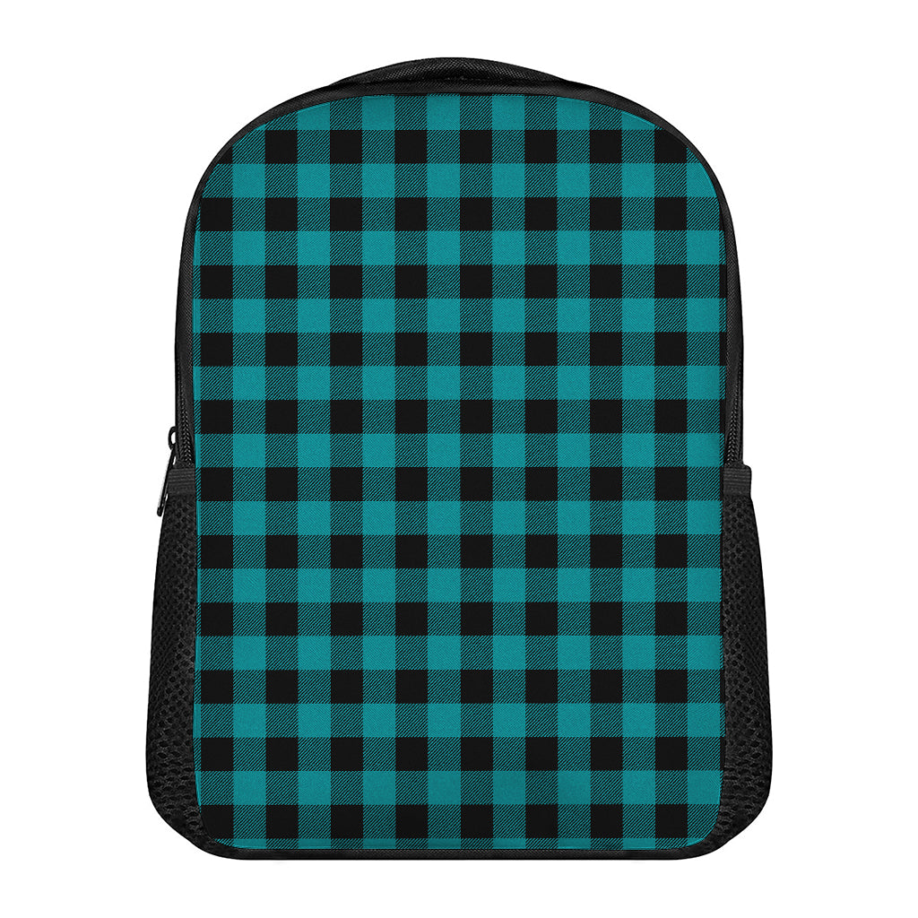 Teal And Black Buffalo Check Print Casual Backpack