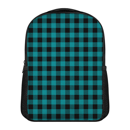 Teal And Black Buffalo Check Print Casual Backpack