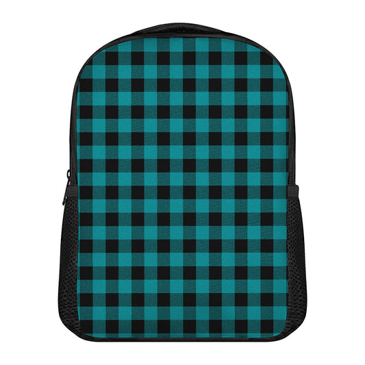 Teal And Black Buffalo Check Print Casual Backpack