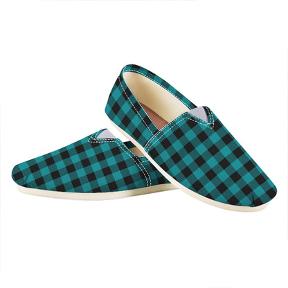 Teal And Black Buffalo Check Print Casual Shoes