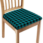 Teal And Black Buffalo Check Print Chair Cushion Cover