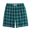 Teal And Black Buffalo Check Print Cotton Shorts