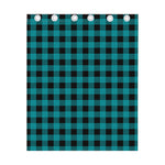 Teal And Black Buffalo Check Print Curtain