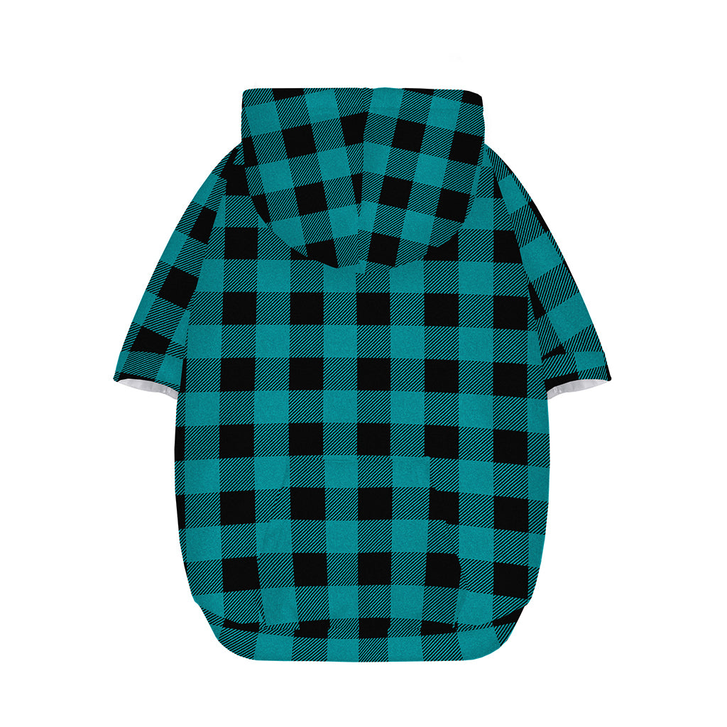 Teal And Black Buffalo Check Print Dog Zip Up Hoodie