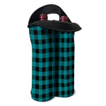 Teal And Black Buffalo Check Print Double Neoprene Wine Tote