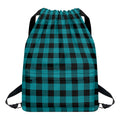 Teal And Black Buffalo Check Print Drawstring Backpack