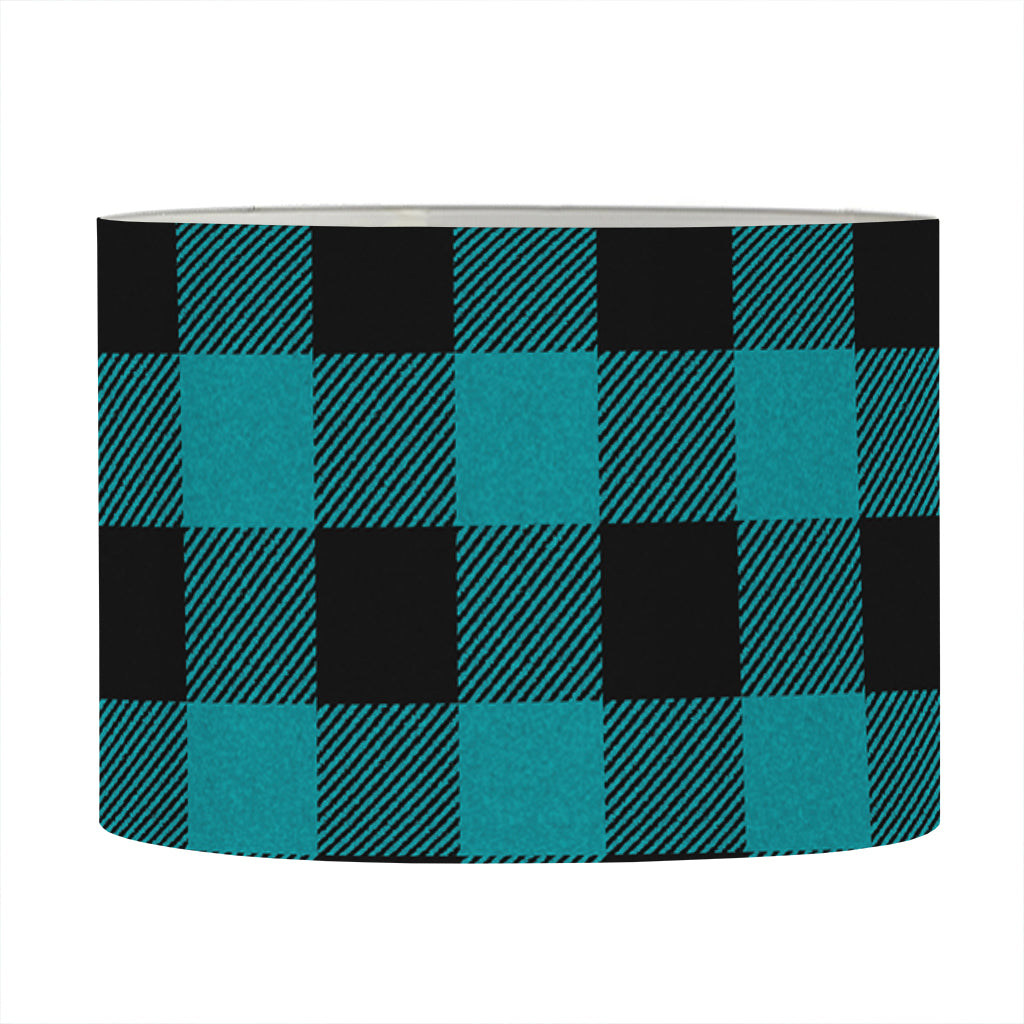 Teal And Black Buffalo Check Print Drum Lamp Shade