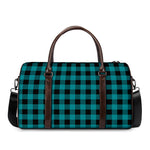 Teal And Black Buffalo Check Print Duffle Bag