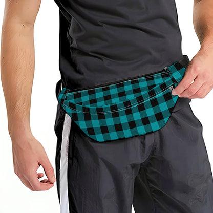Teal And Black Buffalo Check Print Fanny Pack