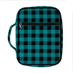 Teal And Black Buffalo Check Print Front Pocket Bible Bag