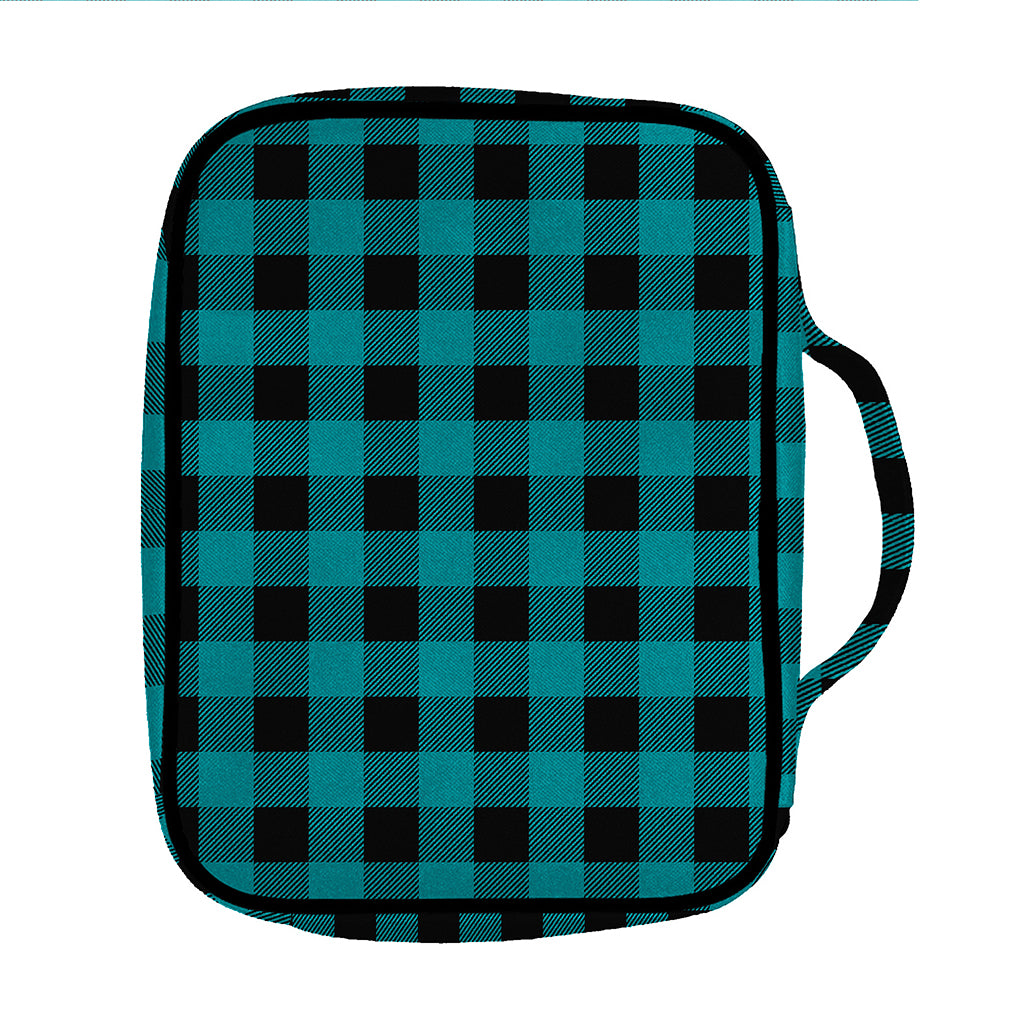 Teal And Black Buffalo Check Print Front Pocket Bible Bag