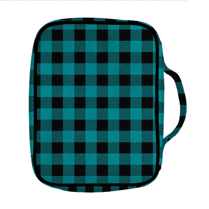 Teal And Black Buffalo Check Print Front Pocket Bible Bag