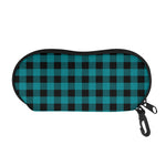 Teal And Black Buffalo Check Print Glasses Case