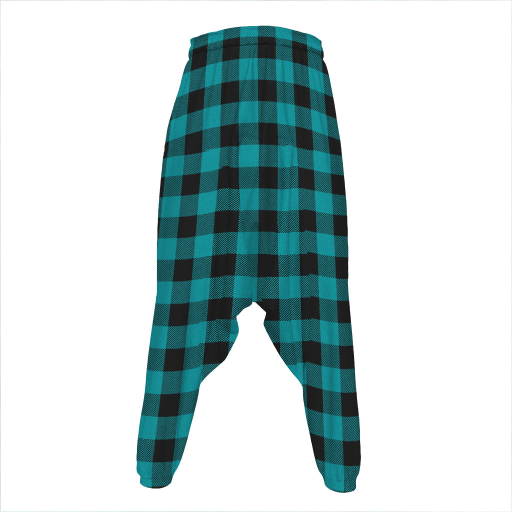 Teal And Black Buffalo Check Print Hammer Pants