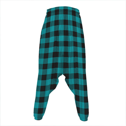 Teal And Black Buffalo Check Print Hammer Pants