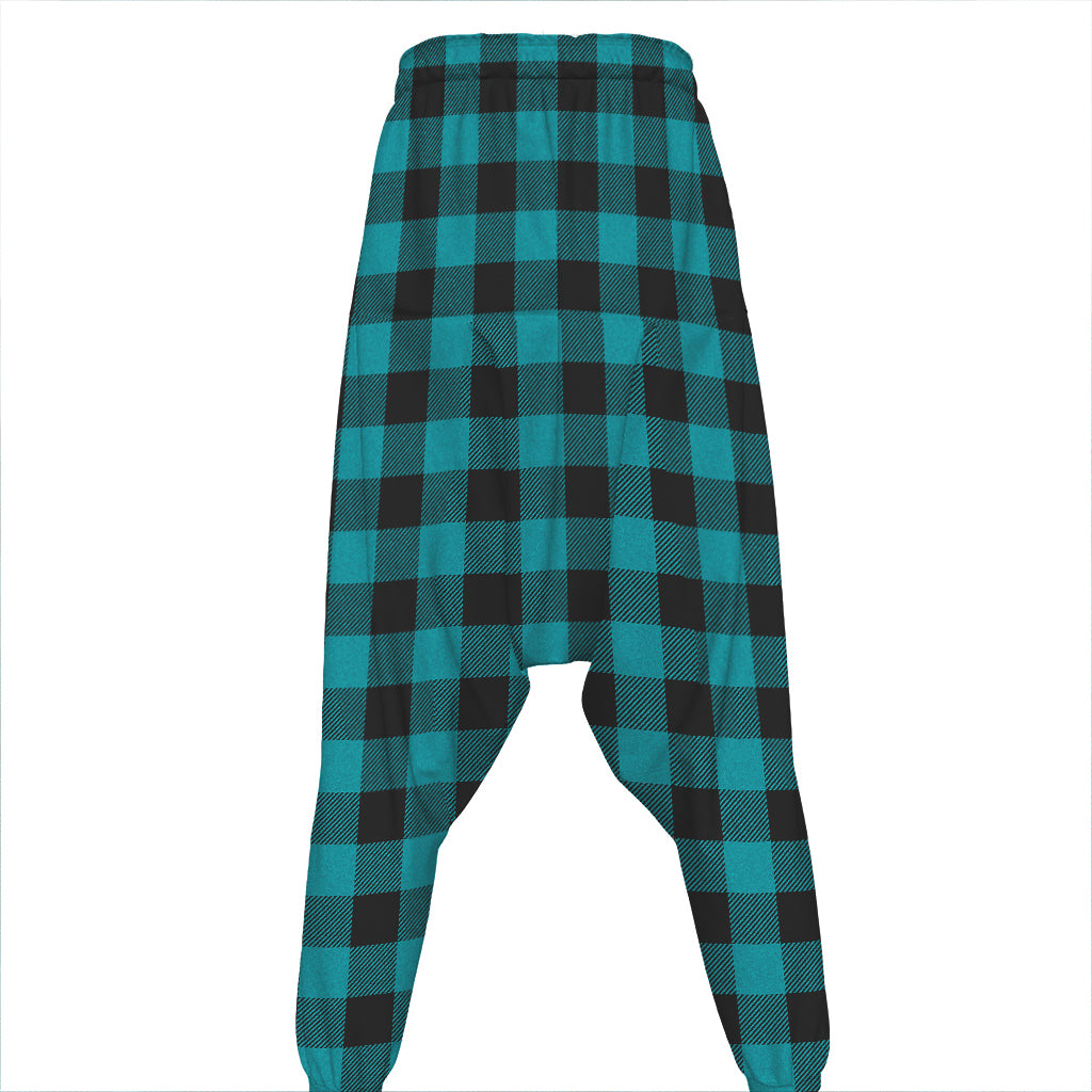 Teal And Black Buffalo Check Print Hammer Pants