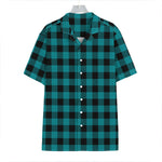 Teal And Black Buffalo Check Print Hawaiian Shirt