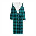 Teal And Black Buffalo Check Print Hooded Bathrobe