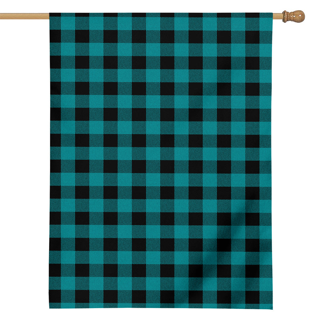 Teal And Black Buffalo Check Print House Flag