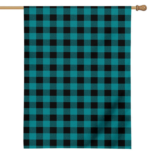 Teal And Black Buffalo Check Print House Flag