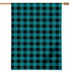 Teal And Black Buffalo Check Print House Flag