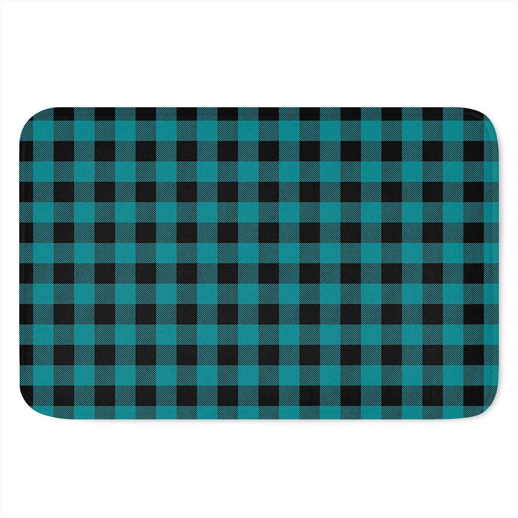 Teal And Black Buffalo Check Print Indoor Door Mat