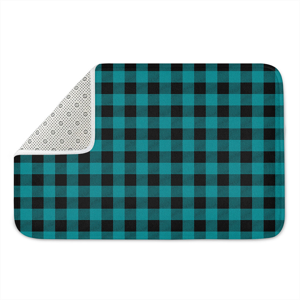 Teal And Black Buffalo Check Print Indoor Door Mat