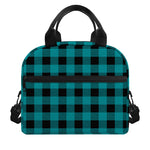 Teal And Black Buffalo Check Print Insulated Lunch Bag