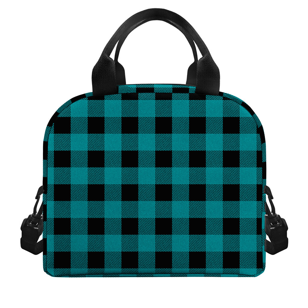 Teal And Black Buffalo Check Print Insulated Lunch Bag