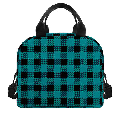 Teal And Black Buffalo Check Print Insulated Lunch Bag