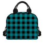 Teal And Black Buffalo Check Print Insulated Lunch Bag