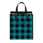 Teal And Black Buffalo Check Print Insulated Lunch Tote