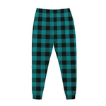 Teal And Black Buffalo Check Print Jogger Pants