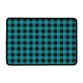 Teal And Black Buffalo Check Print Kitchen Mat