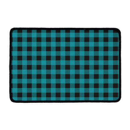 Teal And Black Buffalo Check Print Kitchen Mat