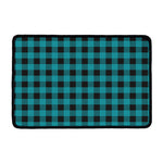 Teal And Black Buffalo Check Print Kitchen Mat