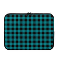 Teal And Black Buffalo Check Print Laptop Sleeve