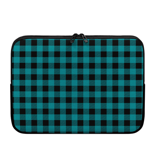 Teal And Black Buffalo Check Print Laptop Sleeve