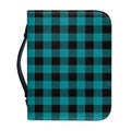 Teal And Black Buffalo Check Print Leather Bible Cover