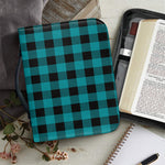 Teal And Black Buffalo Check Print Leather Bible Cover