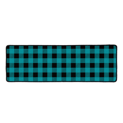 Teal And Black Buffalo Check Print Long Kitchen Mat