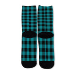 Teal And Black Buffalo Check Print Long Socks