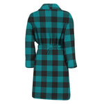 Teal And Black Buffalo Check Print Men's Bathrobe