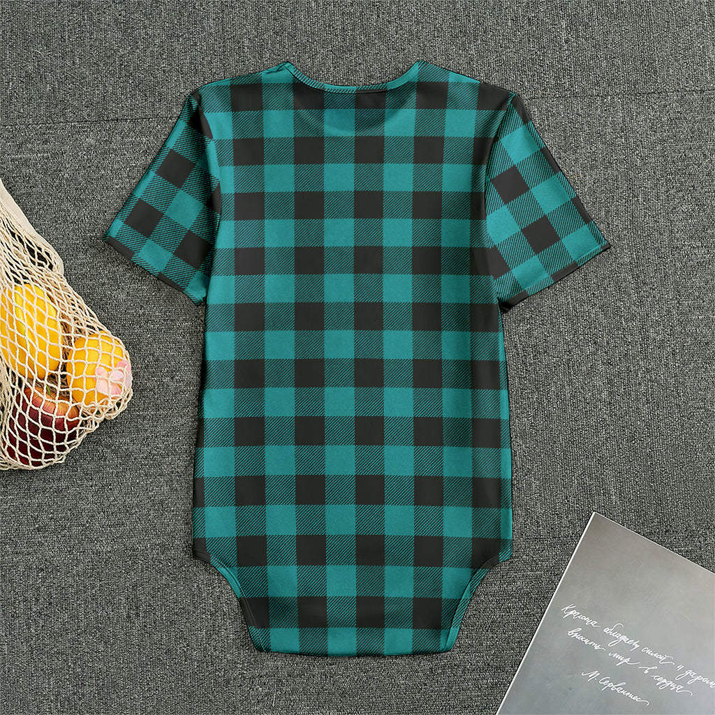 Teal And Black Buffalo Check Print Men's Bodysuit