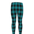 Teal And Black Buffalo Check Print Men's Leggings