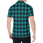 Teal And Black Buffalo Check Print Men's Shirt